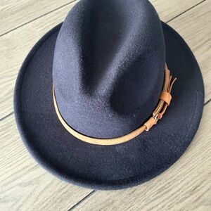 Women's Elegant Black Fedora with Tan Accent